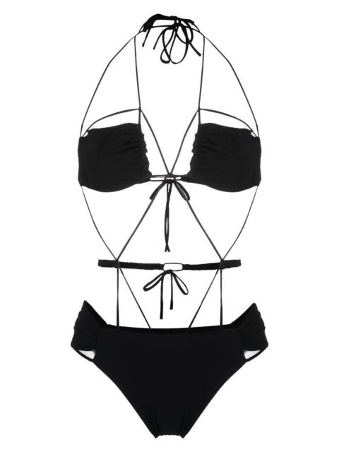 multi-strap design swimsuit