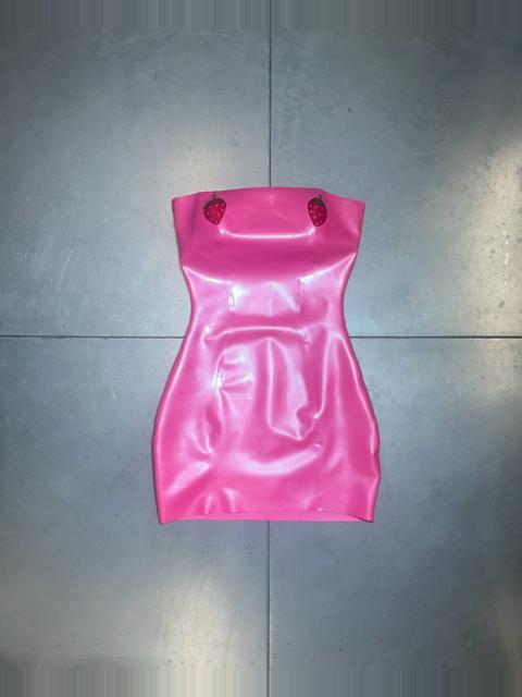 STRAWB LATEX BANDEAU DRESS CANDY PINK