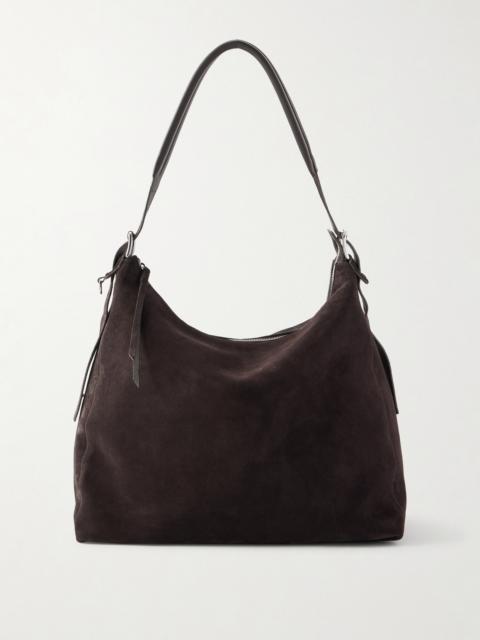 Belted Hobo Suede Shoulder Bag