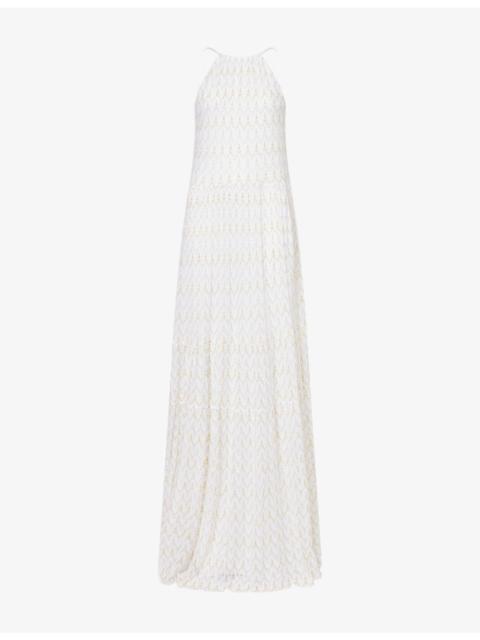 Scoop-Back Tiered Knitted Maxi Dress