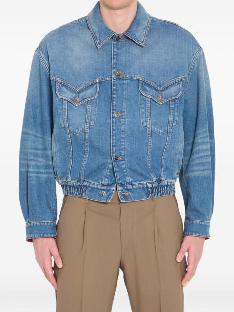 point collar medusa cotton denim jacket