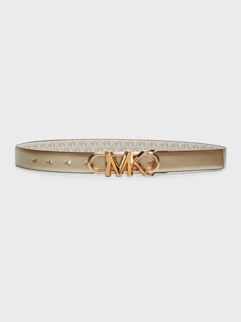 Metallic MK Reversible Leather Belt