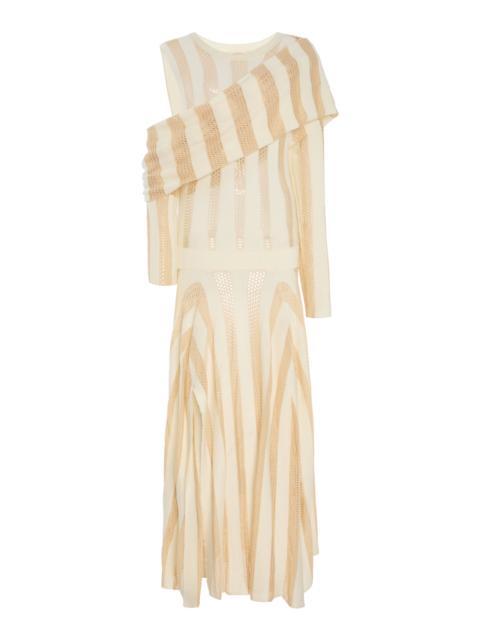 Shrug Draped Wool-Blend Maxi Dress ivory