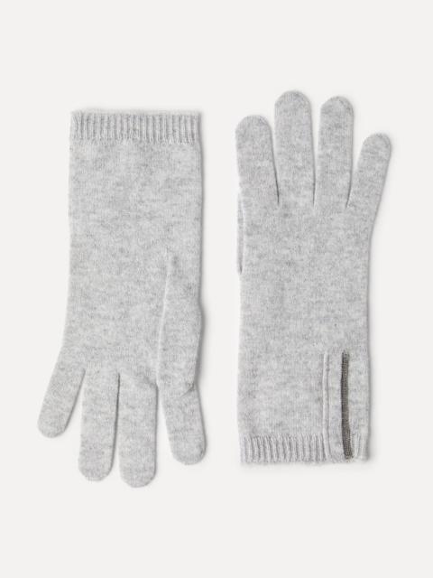 Cashmere knit gloves with monili