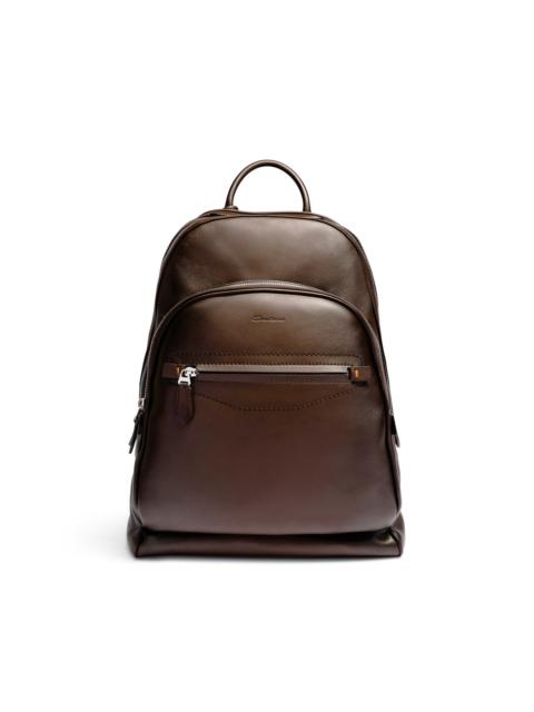 Dark brown leather backpack