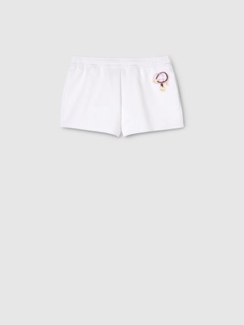Cotton jersey shorts with embroidery