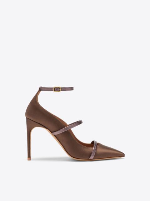 Diaz 90 Taupe Satin Heeled Pumps