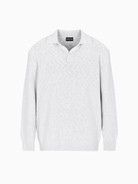 COTTON JACQUARD KNITTED POLO SHIRT