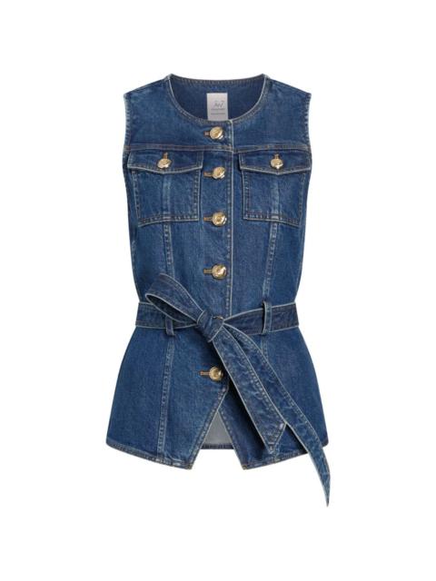 Reenee button belted jean vest