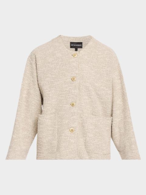 Button-Down Boucle Jacquard Jersey Jacket