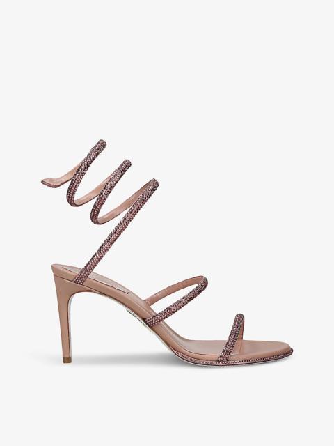 RENE CAOVILLA Cleo 80 crystal-embellished leather heeled sandals ...