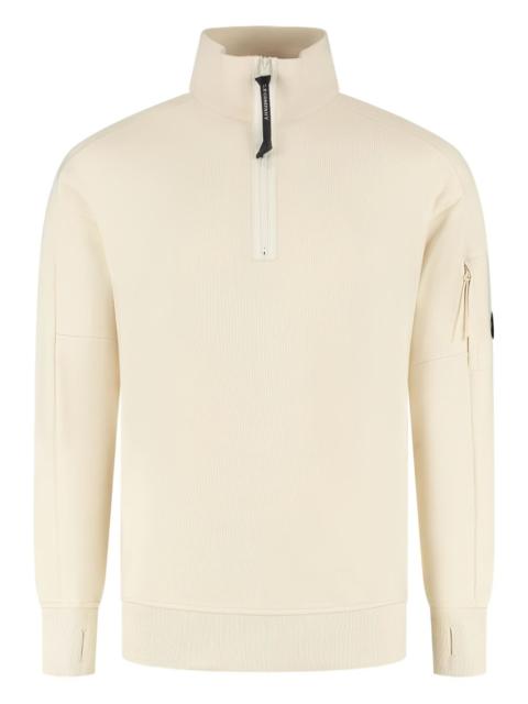 zip-up high-neck sweatshirt
