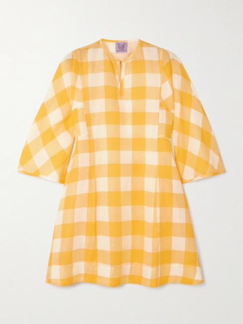 Rachel Gingham Linen And Cotton-blend Mini Dress