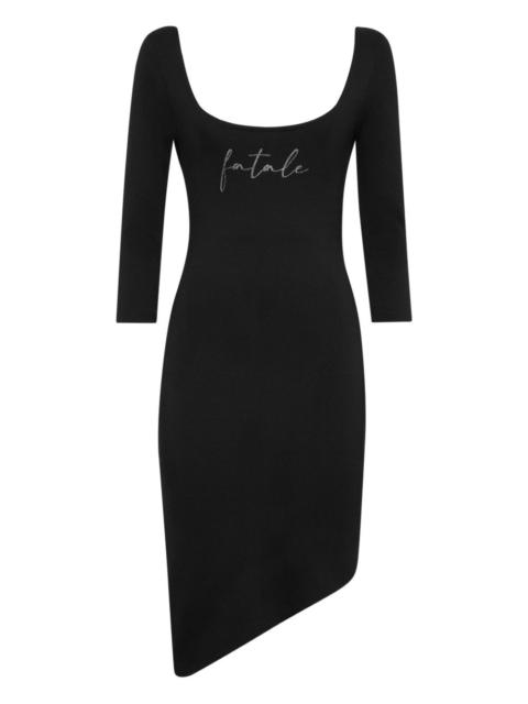 three-quarter sleeve asymmetric dress