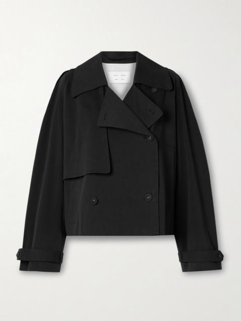 Yasmin cropped cotton-twill trench coat Black