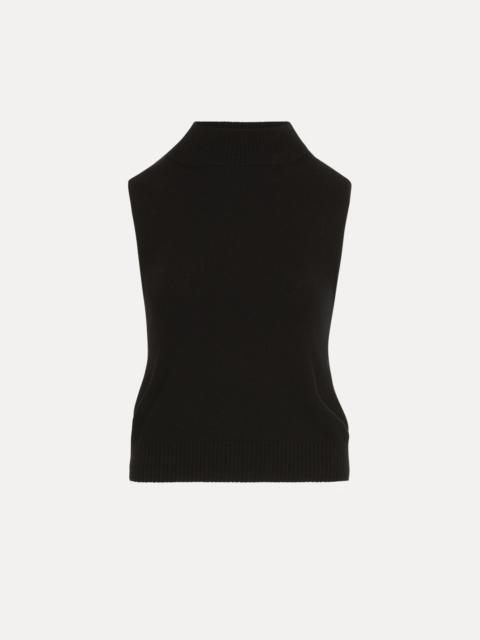 SLEEVELESS MOCK NECK RIBBED PULLOVER