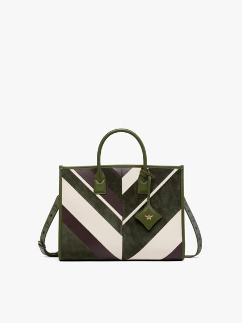 München Tote in Mega Herringbone Suede