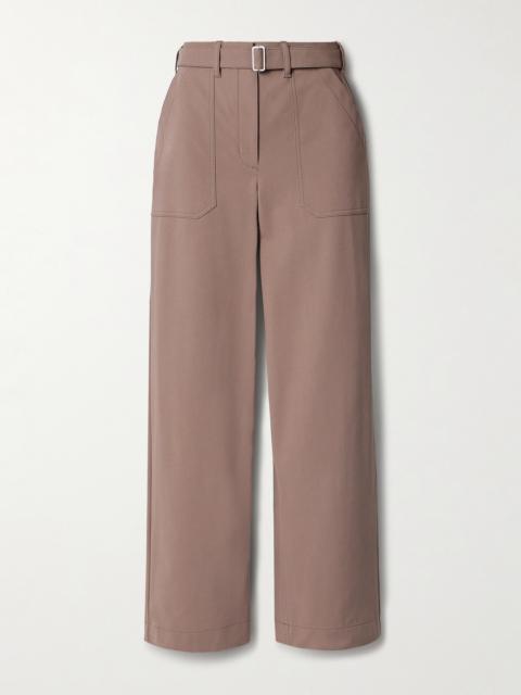 Belted Cotton-blend Twill Straight-leg Pants