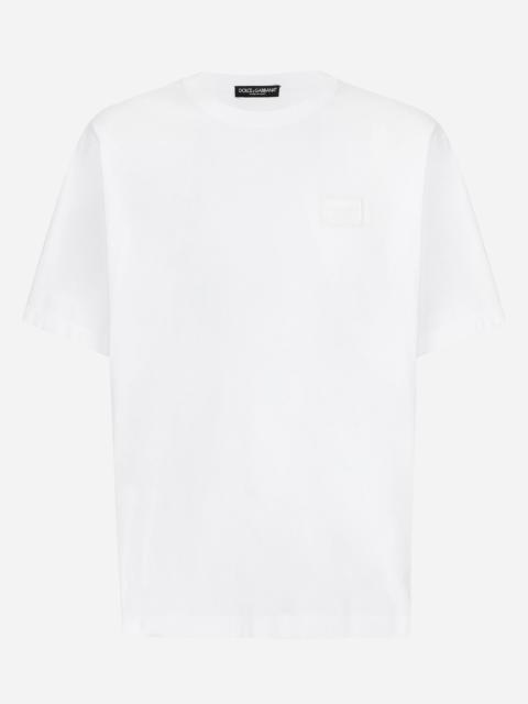 Cotton T-shirt with branded tag