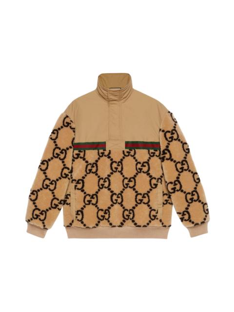 Gucci GG Jacquard Oversized Half-Zip Wool Jacket Beige/Ebony/Green/Red