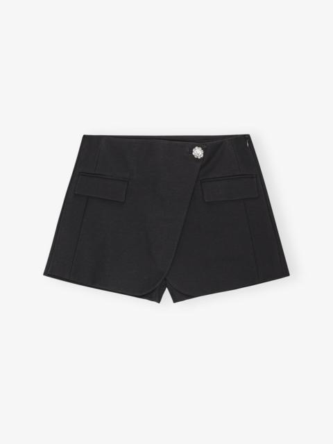 BLACK HEAVY COTTON TAILORING SHORTS