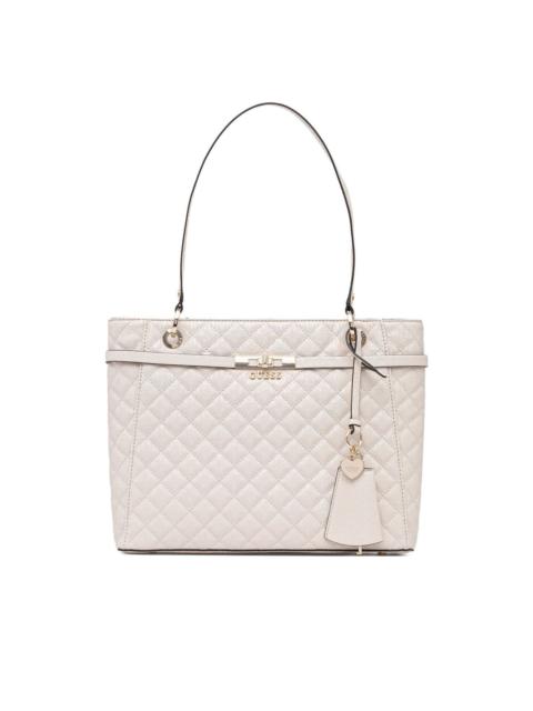 quilted charm-detail shoulder bag