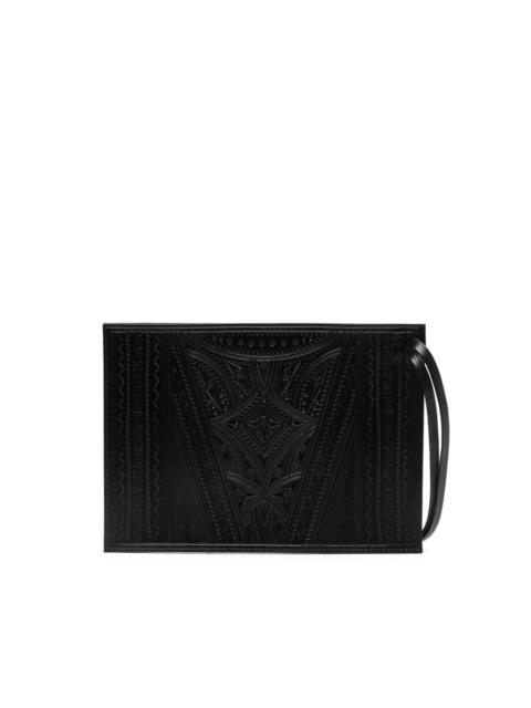 debossed-finish leather messenger bag