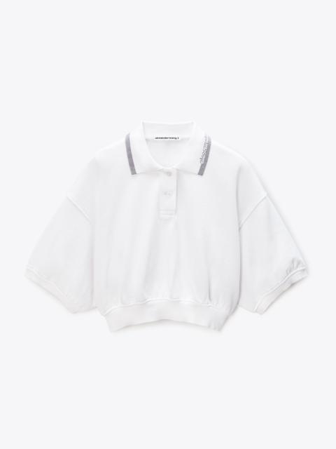 Cropped Cinched Cotton Polo