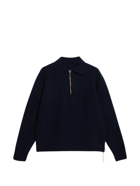 Yale zipped collar knitted sweater