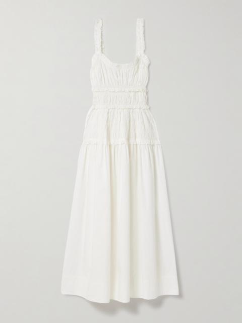 Marianne Shirred Organic Cotton-poplin Midi Dress
