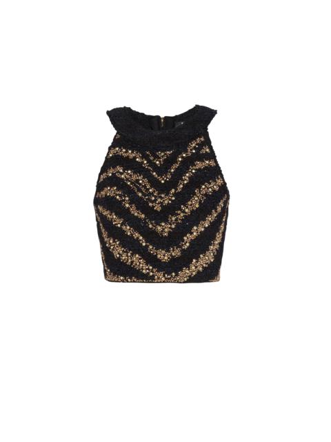 Zebra tweed crop top