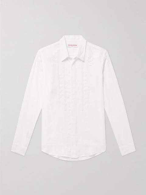 Giles Appliquéd Linen Shirt White