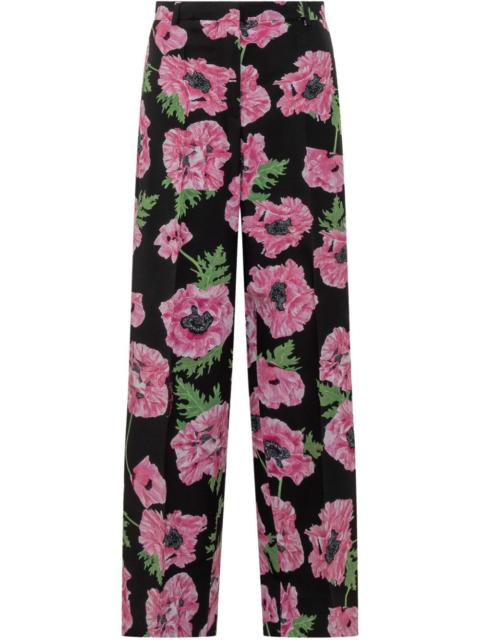 floral-print trousers