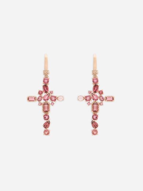 Anna earrings in red gold 18kt with pink tourmalines