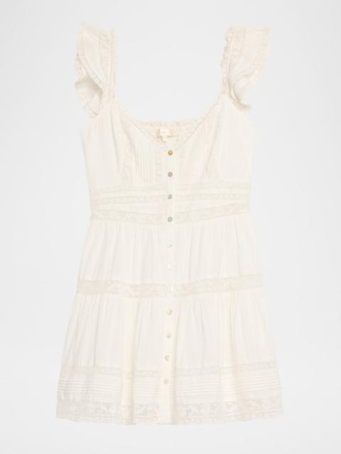 Rietta Cotton Lace-Trimmed Mini Dress