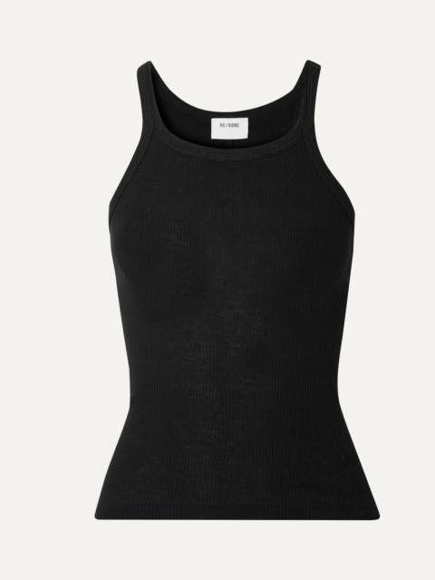 Ribbed cotton-jersey tank Black