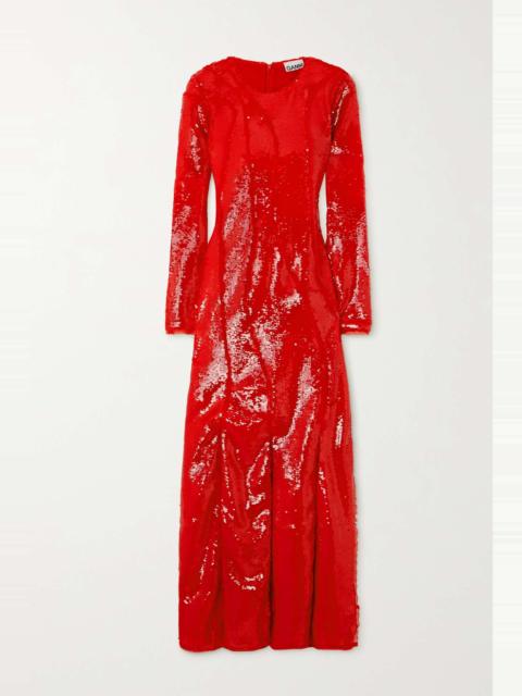 Sequined recycled mesh maxi dress