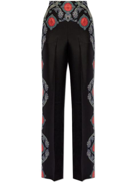 paisley flared silk trousers