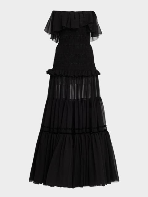 Strapless Ruffle Tiered Maxi Dress