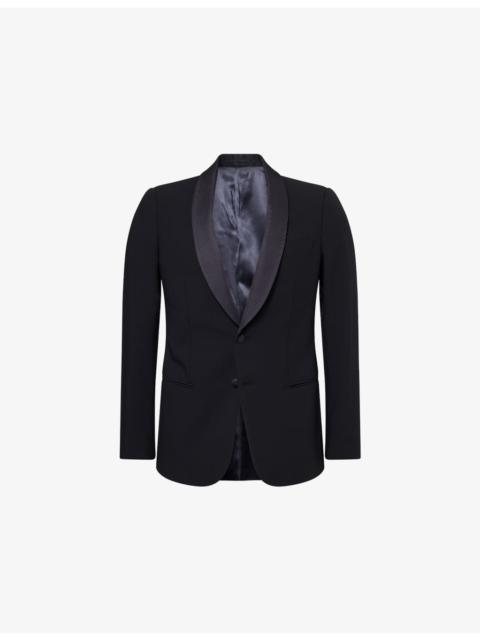 Single-Breasted Curved-Lapel Wool Blazer