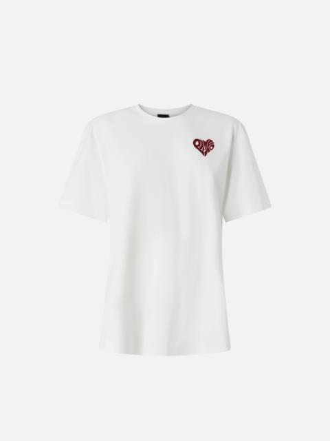 T-SHIRT WITH RHINESTONED AMORE LETTERING