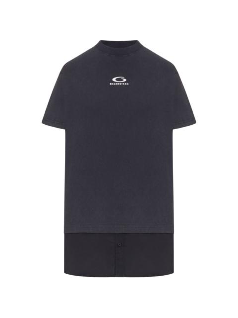 logo-detail layered T-shirt dress