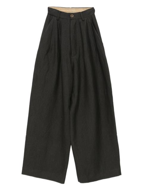 high-waisted palazzo trousers
