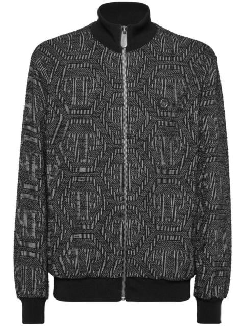 monogram-jacquard bomber jacket