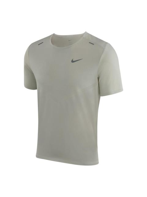 Men's Nike Dri-FIT Rise 365 Breathable Soft Solid Color Running Short Sleeve Light Bone T-Shirt CZ91