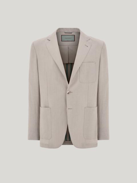 BEIGE REGULAR FIT TWILL WOOL AND LINEN JACKET