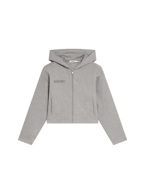 Womens Double Jersey Cropped Zip Up Hoodie - Grey Marl