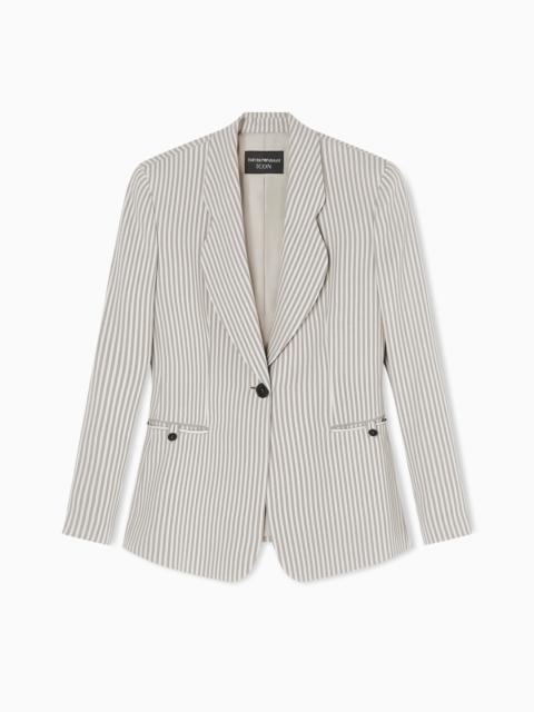ICON SINGLE-BREASTED JACKET IN STRIPED FLUID CRÊPE