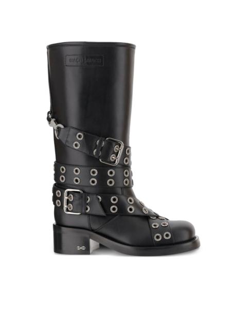 50mm eyelet-detail buckle-strap boots