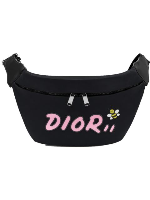 Dior x Kaws Belt Bag Pink Logo Nylon Black